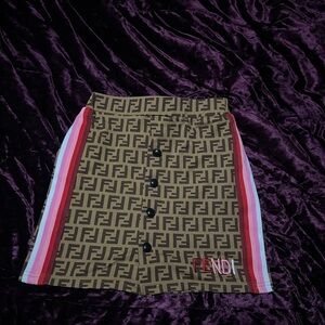 Fendi Brown Red Mini Pencil Skirt